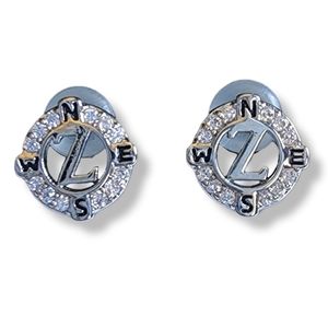 IEFWELL Initial Z Compass Earrings S925 Silver